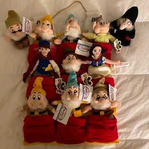 90’s Vintage Disney Snow White 8” Plushies With Display Hanger
